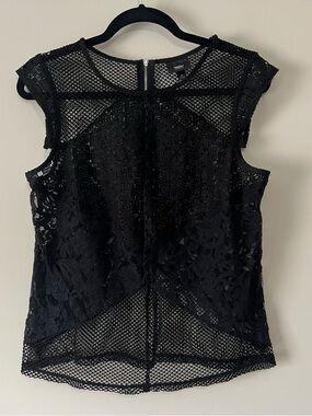 Mossimo Supply Co. Black Lace & Mesh Cap-Sleeve Camisole